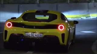 LOUD Ferrari 488 Pista w Straight Pipe Exhaust in Monaco  Police Accelerations amp Sounds [upl. by Dor]