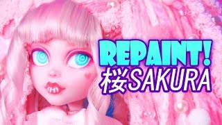 Repaint Sakura Pink Draculaura Monster High Custom OOAK Doll [upl. by Airehs]