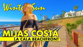 La Cala de Míjas beachfront walk  January 2024  Costa del Sol Spain 4K virtual tour [upl. by Lindell]