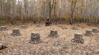 stone foundation for my traditional log cabin by hand [upl. by Ashby]