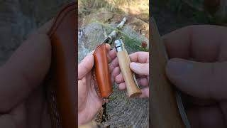 Handmade leather sheath for Opinel No 9 knife handmade leathercraft knifesheath handcraft [upl. by Eruza274]