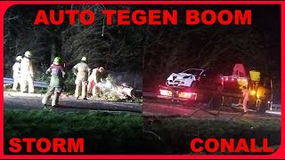 AUTO RIJDT TEGEN OMGEVALLEN BOOM DOOR STORM CONALL BRANDWEER TER PLAATSE  27 November 2024 [upl. by Llechtim]