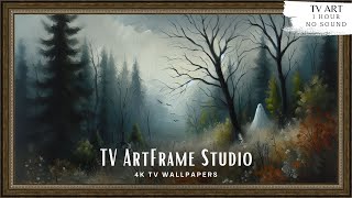 4K Frame TV Art Halloween  Scary Forest Night TV Art Background  Fall Halloween Decor [upl. by Tindall]