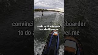 Wakeboarder backflips over jetski jetski wakeboarding wakeboard backflip sendit backflip moto [upl. by Tini]