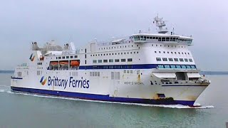 Brittany Ferries  MV Mont St Michel arriving at Portsmouth [upl. by Enyawed]