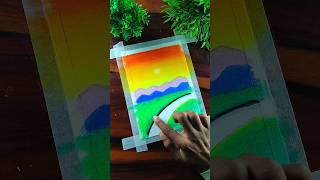 ❤️ Scenery drawing with oil pastel ✨🏞️  scenery uniqueartworld drawing shorts [upl. by Evette]