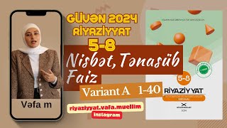 58 sinif Riyaziyyat testi Güvən nəşrləri 20242025 Nisbət Tənasüb Faiz Variant A Test 140 [upl. by Dyanna]