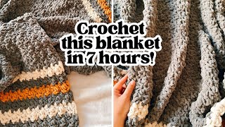 Crochet This Chunky Blanket in 7 Hours Beginner friendly pattern  CJ Design Blog [upl. by Anaugal]