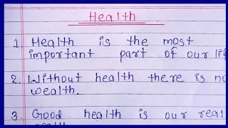 10 Lines Essay On Health in English  Health essay in English  essay writing [upl. by Atinaj]