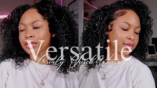 Curly Flipover Quick Weave Middle Part Versatile Method [upl. by Abana540]