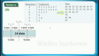 HKDSE 2013 Maths Core Paper 2 Q29 boxandwhisker diagram 框線圖、Stemleaf Diagram 幹葉圖 [upl. by Caputo]