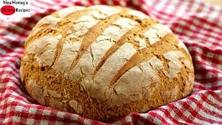 BREAD No SugarNo Oil Whole Wheat Bread In 5 Minute Prep Time Artisan Brown Bread  Skinny Recipes [upl. by Nive]