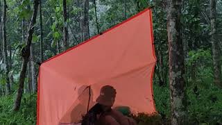 Without a Tent 🌧 Make an Emergency Tent During Heavy Rain and Thunder  Relaxing Heavy Rain Camping [upl. by Alisa]