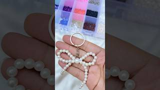 Beaded ribbon keychain 🎀ميدالية فيونكة بالخرز 🎀 diy tutorial [upl. by Yanarp224]