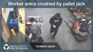 Worker ankle crushed by pallet jack [upl. by Enaled]