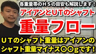 【ヘッドスピード別】アイアンとユーティリティーのシャフト重量フローを解説します！UTのシャフト重量はアイアンのシャフト重量マイナス○○グラムがいい？平均的なシャフト重量は？【クラブセッティング】吉本巧 [upl. by Sokram]