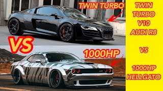 1000HP HELLGATO VS TWIN TURBO V10 AUDI R8 [upl. by Areht481]