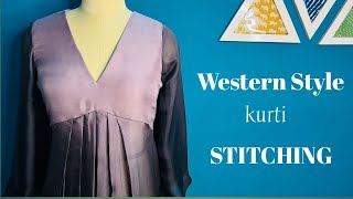 Western style Kurti Stitching Full Video  Kurti cutting and stitching [upl. by Reinertson]