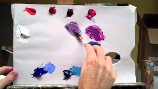 Basic acrylic colour mixing how to mix a perfect purple Part 2 of 2 [upl. by Artie]