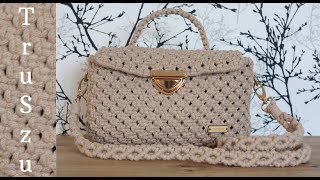 DIY Macrame Bag Easy Tutorial  Makrama Łatwa torebka ze sznurka [upl. by Tatman842]