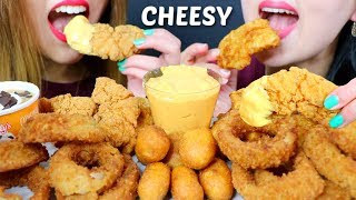 ASMR CHEESY FRIED CHICKEN amp FISH  CRUNCHY ONION RINGS  ICE CREAM SUNDAES 리얼사운드 먹방  KimampLiz ASMR [upl. by Repotsirhc]