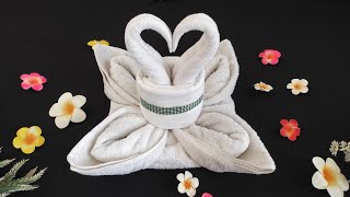 Towel art Flower  How to Make Flower out of Towel  Towel folding design [upl. by Nnairrehs]