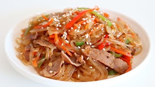 EASY ONEPAN JAPCHAE RECIPE  KOREAN GLASS NOODLES RECIPE [upl. by Areht622]