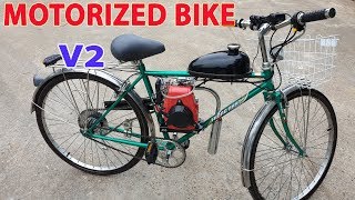 Build a Motorized Bike at home  v2  Using 4Stroke 49cc Engine  Tutorial [upl. by Ecirtnahc]