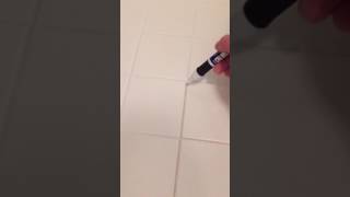 Magic Grout Pen on white tile grout [upl. by Eelirrem445]