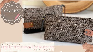 Crochet Zipper Pouch Easy Crochet Pouch in 5 steps Crochet Makeup BagAhselanne by Felicia [upl. by Sergu926]