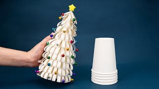 3D Christmas Tree From Paper Cup  Christmas Decor  Paper Cup Craft Ideas [upl. by Eceinaj]