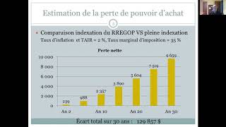 Estimation de la perte de pouvoir dachat VS indexation du RREGOP [upl. by Vitek]