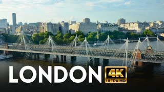 🇬🇧 London Walk Charing Cross Hungerford Bridge and Golden Jubilee Bridges 4K HDR [upl. by Felike]