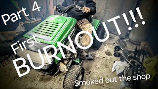 30 HP 2 stroke racing mower build part 4 gas and oil tanks Plus first Burnout [upl. by Janeva]