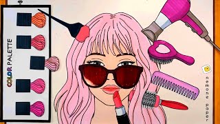 💸paperdiy💸 Hair salon 💇‍♀️ pink hair dye 핑크헤어 염색 ASMR No music 종이놀이 [upl. by Otrebron]