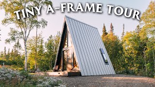 Tiny House Aframe w Loft Net  Lake Superior Cabin Tour [upl. by Supen]