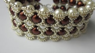 Beaded Bracelet with 8mm and 6mm Glass Pearl  Бисерный Браслет из 8мм и 6мм жемчуга [upl. by Onitsirc547]