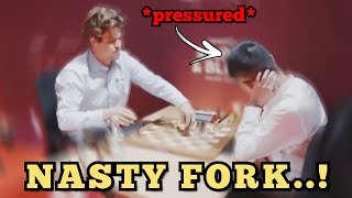 Magnus PRESSURES Wei Yi to BLUNDER from a FORK [upl. by Slavin]