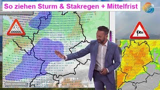 Achtung Sturm Starkregen mit schlechter Sicht amp Aquaplaning Mittelfrist weiter unbeständig amp kühl [upl. by Deelaw366]