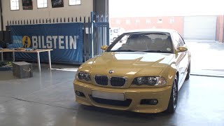 Bilstein B16 coilover suspension kit installation on a BMW E46 M3 [upl. by Ybsorc]