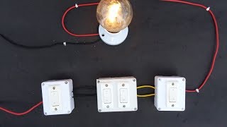 CONTROLLING 1 BULB FROM DIFFERENT 3 PLACES3 SWITCHES [upl. by Daffodil]