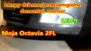 Wymiana żarówek w lampach dziennych na LED Skoda Octavia 2FL [upl. by Boni]