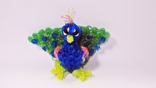 Rainbow Loom PEACOCK Charm How To Design  Tutorial DIY Mommy Animals [upl. by Ayela]