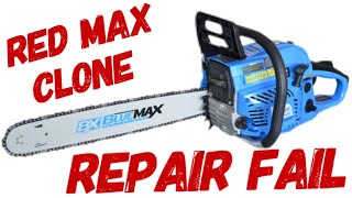 BLUEMAX  REDMAX 450 CHAINSAW CLONE  UTTER REPAIR FAIL [upl. by Riatsala]