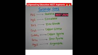 Sulphides ores metallurgy class 12  neet2024 study medicalentranceexam motivationalvideo 📚🩺💉 [upl. by Udela]