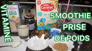 UN SMOOTHIE POUR GROSSIRCERELAC BEURRE D CACAHUETE BANANE LAIT DE SOJA DES NOIX RICHE EN CALORIES [upl. by Kinemod]