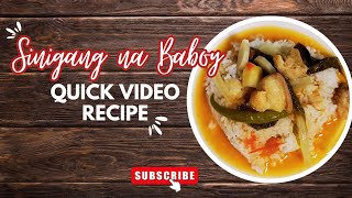 QUICK VIDEO RECIPE SINIGANG NA BABOY sinigangnababoy sinigang quickrecipe [upl. by Ezzo]