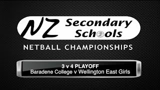 NZ Secondary Schools 3v4 Playoff 2013  Baradene College v Wellington East Girls [upl. by Ahsyia]