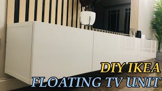 DIY IKEA FLOATING TV UNIT MOUNTING GUIDE  IKEA HACK  2ND ROOM WALL TRANSFORMATION [upl. by Yeldarb]