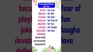 prepositional phrase with quotforquot 1 prepositionalphrases englishlearning [upl. by Babb]